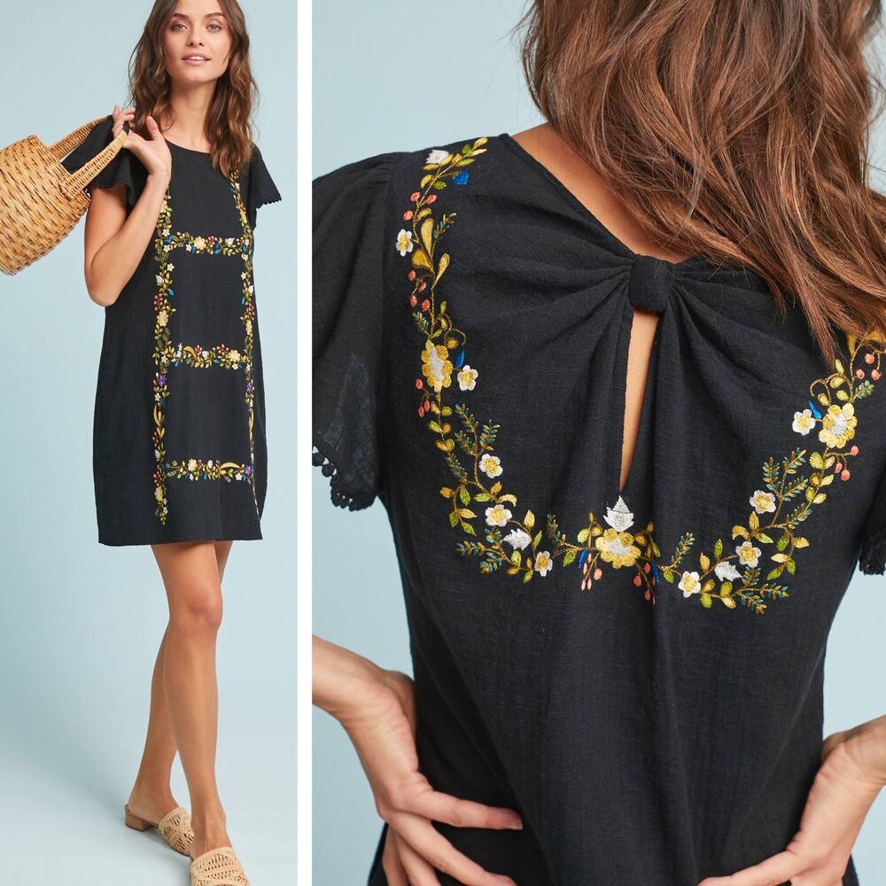 Anthropologie Ranna Gill Feminine Resort Colorful Embroidered Jordan Dress M